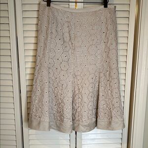 Eyelet A-Line Skirt in Light Flax Linen | Georgiou Studio | 100 % Linen | 6